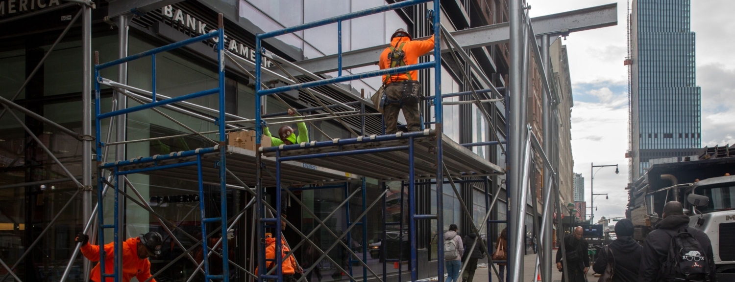 Scaffolding and Sheds on City Sidewalks Get Marked for Speedier Removal